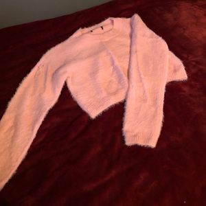 Fleece crop topped sweater